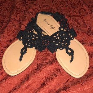 Black Crochet Sandals
